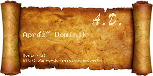 Apró Dominik névjegykártya
